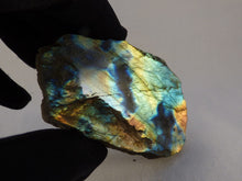 Blue and Orange Flash Half Polished Labradorite Piece - 79mm, 102g