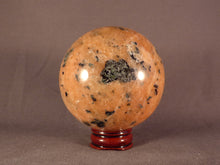 Madagascan Orange Calcite & Epidote Sphere - 70mm, 503g