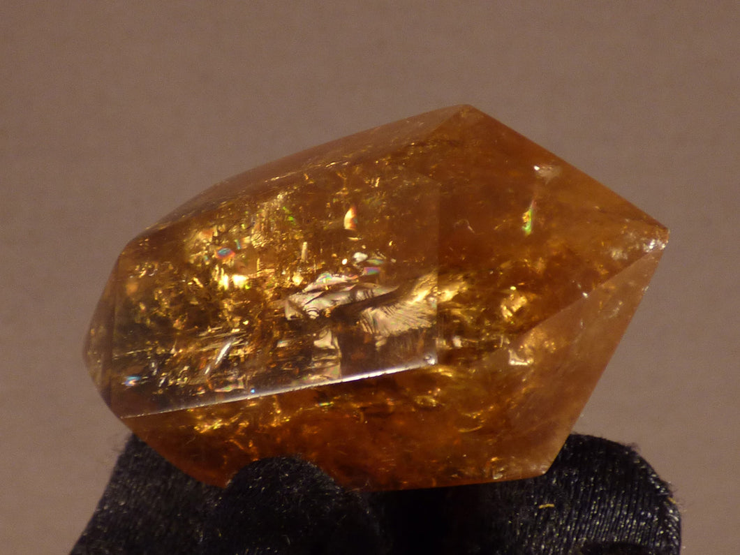 Polished Zambian Golden Rainbow Citrine Double Terminated Crystal - 54mm, 44g