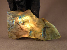 Madagascan Half Polished Labradorite Standing Piece - 108mm, 270g