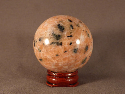 Madagascan Orange Calcite & Epidote Sphere - 48mm, 207g