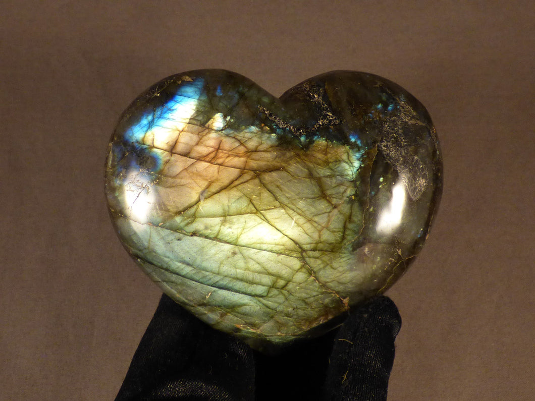 Polished Madagscan Labradorite Heart Carving - 98mm, 360g